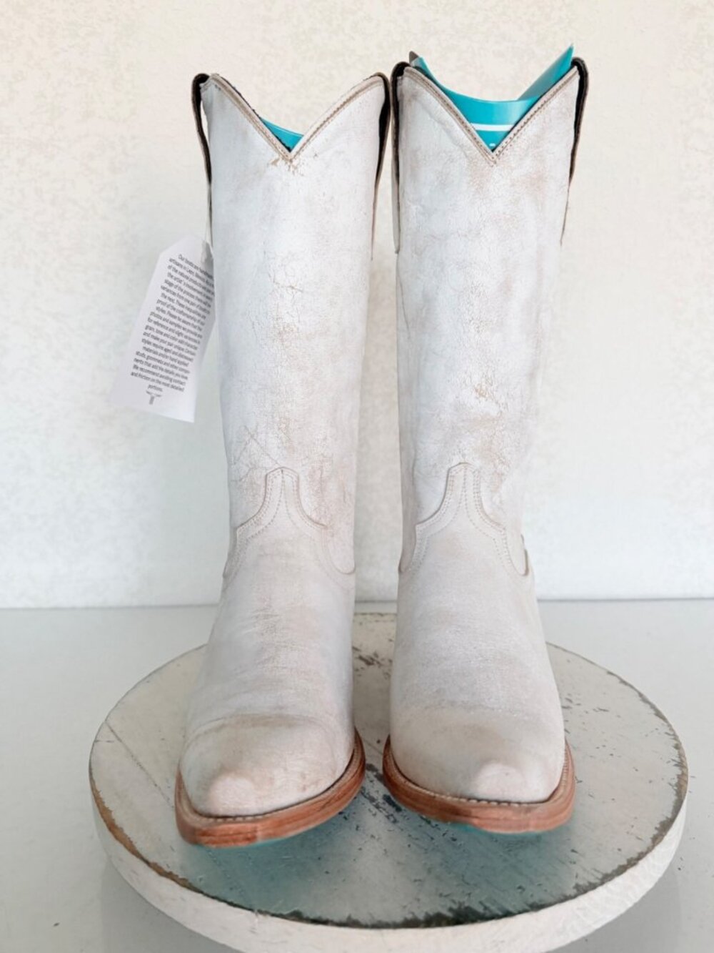 Lane EMMA JANE White Cowboy Boots Womens 8 Western Leather Mid Calf Snip Toe - Picture 5 of 11